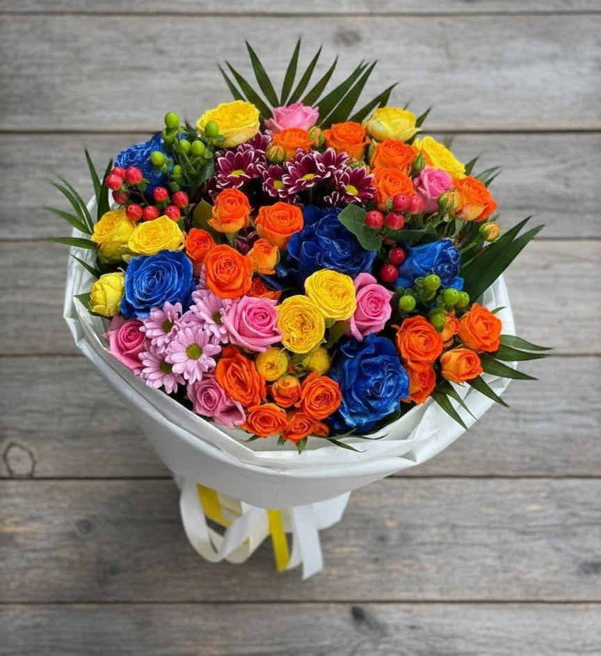 Букет цветов из: Розы и Хризантемы в Жирекене