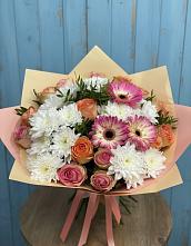 Букет цветов из:  Розы, Герберы и Хризантемы в Жирекене
