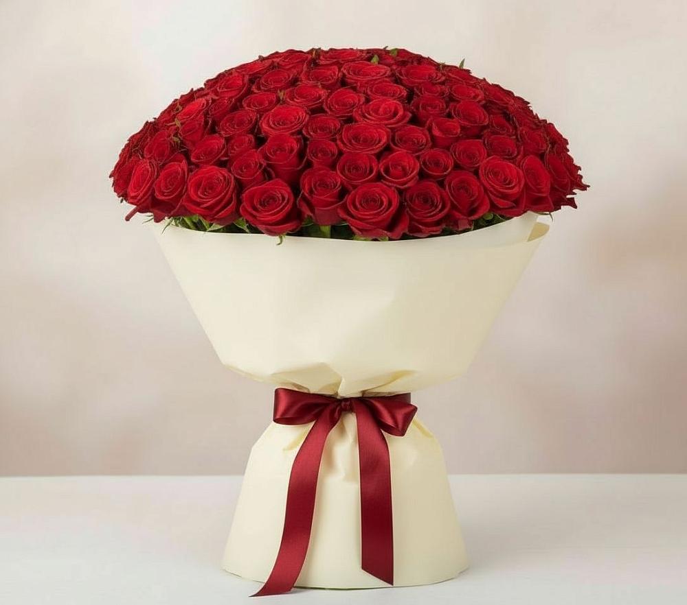 Букет 101 Красная роза Милано в Жирекене