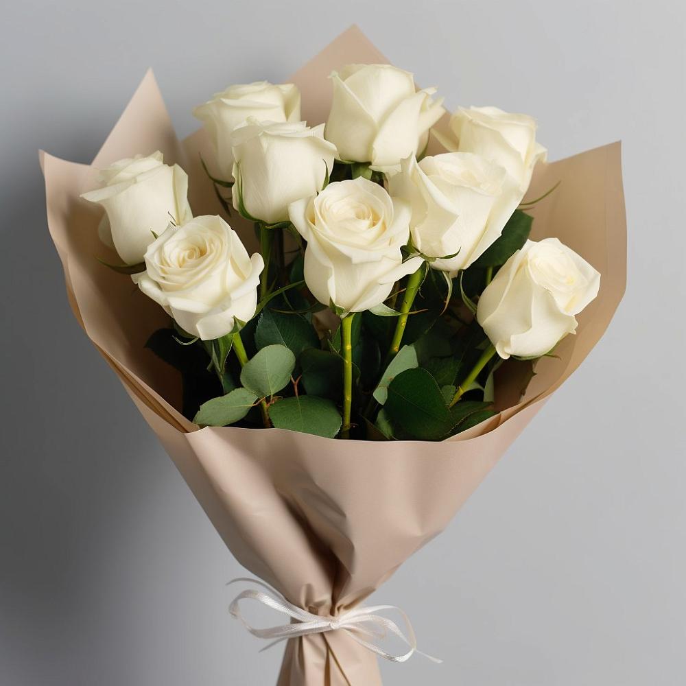 Букет 9 Белых роз Эдлесс Лав в Жирекене