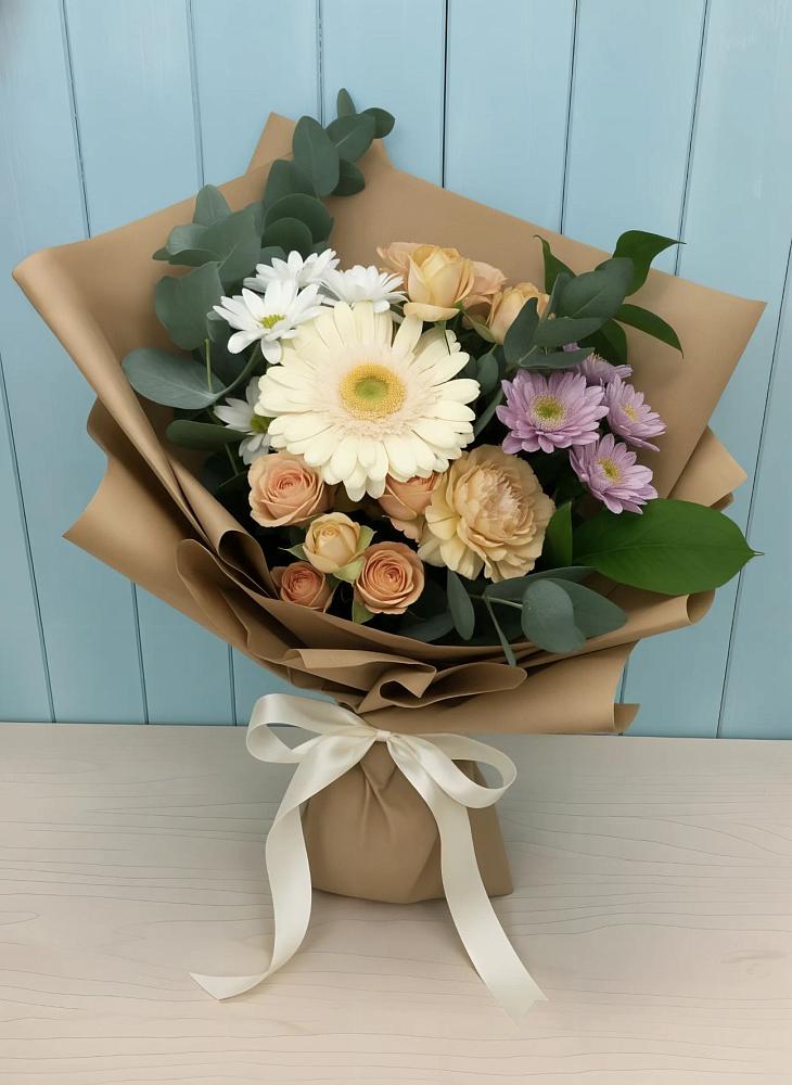Букет цветов из: Герберы и Хризантемы в Жирекене