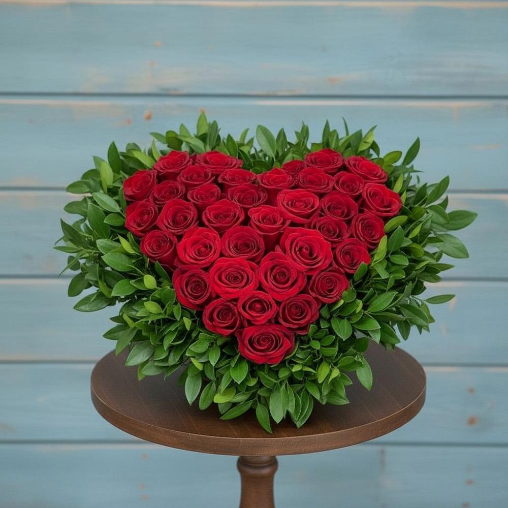 Цветочная композиция из Розы в виде сердца в Жирекене