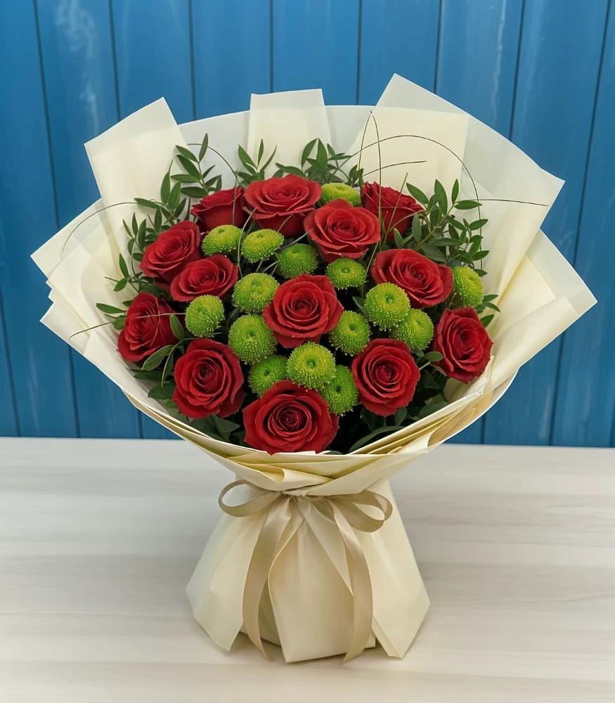 Букет цветов из: Розы и Хризантемы в Жирекене