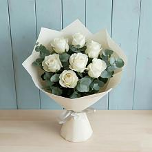 Букет Белые розы в Эвкалипте #REPLACE_PRED# Жирекене